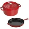 Staub Cast Iron 3-Piece Cocotte And Fry Pan Set - Cherry