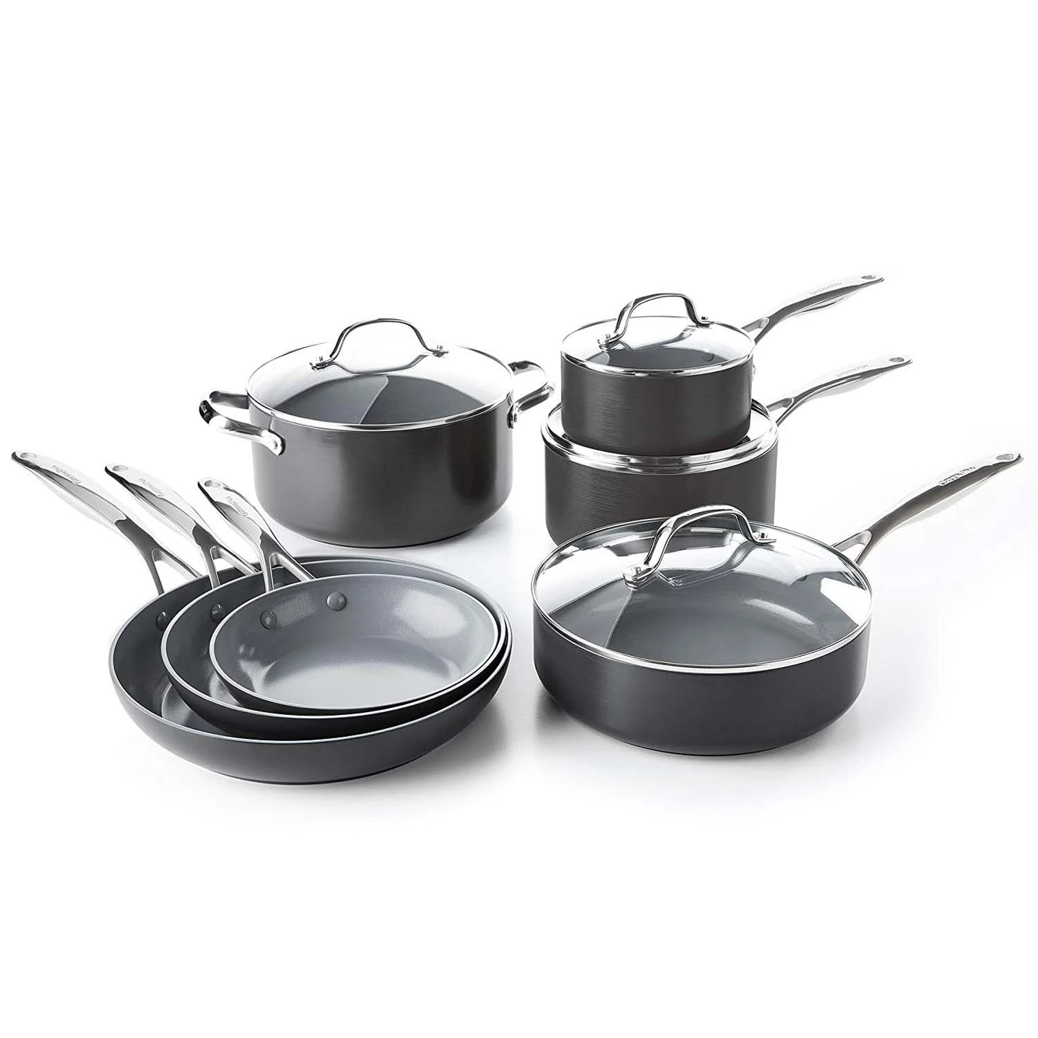 GREEN PAN VALENCIA PRO CERAMIC NONSTICK 11-PIECE COOKWARE SET 1 GREEN PAN VALENCIA PRO CERAMIC NONSTICK 11-PIECE COOKWARE SET