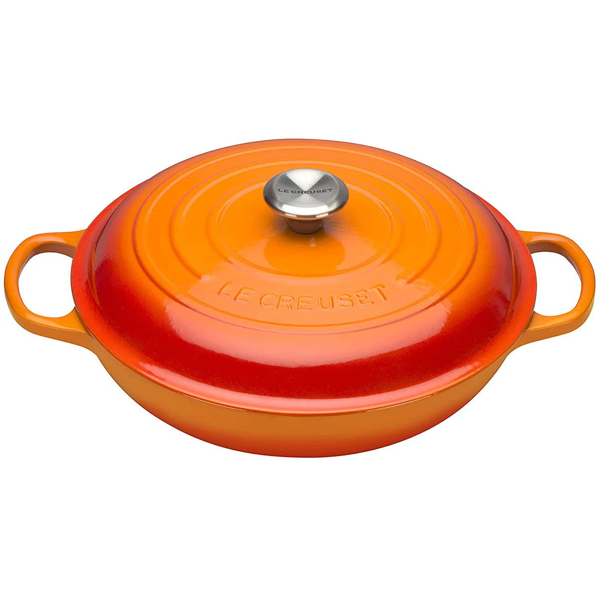 Le Creuset Signature 2.25-Quart Braiser With Stainless Steel Knob - Flame 1 Le Creuset Signature 2.25-Quart Braiser With Stainless Steel Knob - Flame
