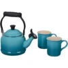 Le Creuset 1.25 Qt. Kettle & (2) 14 Oz. Mugs Demi Kettle & 2 Mug Set - Caribbean