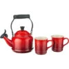 Le Creuset 1.25 Qt. Kettle & (2) 14 Oz. Mugs Demi Kettle & 2 Mug Set - Cerise