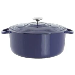 Chantal Round Cast Iron 7-Quart Casserole - Cobalt Blue