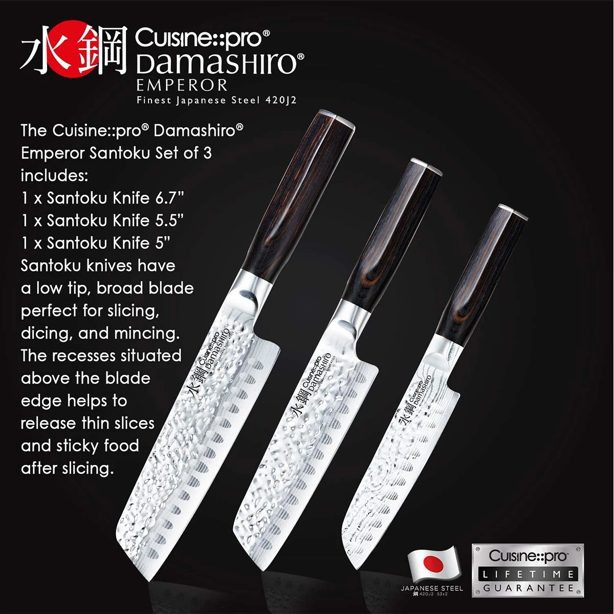 Cuisine::pro Damashiro Emperor Santoku Set 3Pc 2 Cuisine::pro Damashiro Emperor Santoku Set 3Pc - Image 2