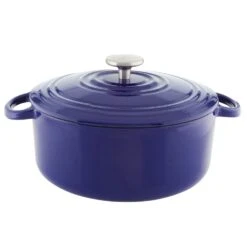Chantal Round Cast Iron 5-Quart Casserole - Cobalt Blue