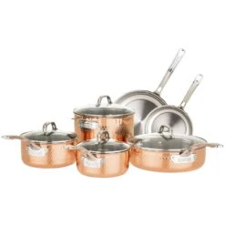 Viking Copper Clad 3-Ply Hammered 10-Piece Cookware Set