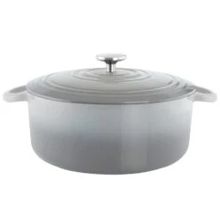 Chantal Round Cast Iron 7-Quart Casserole - Fade Grey