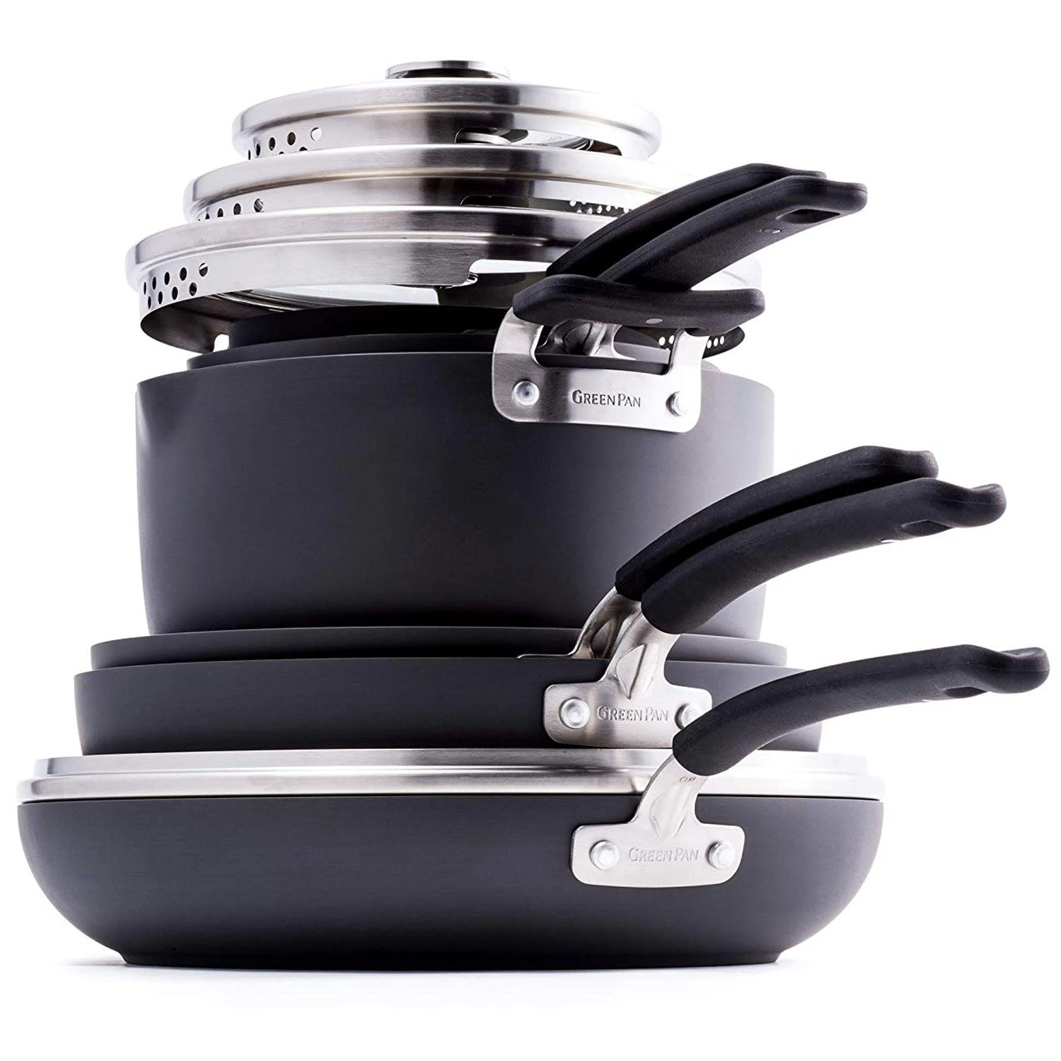 Green Pan Levels Stackable 11-Piece Nonstick Cookware Set 1 Green Pan Levels Stackable 11-Piece Nonstick Cookware Set