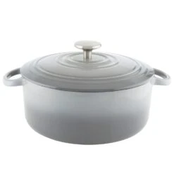 Chantal Round Cast Iron 5-Quart Casserole - Fade Grey