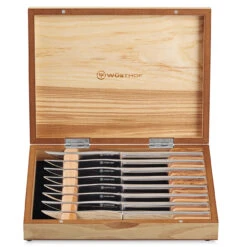 Wusthof 8-Piece Stainless Mignon Steak Knife Set, Olivewood