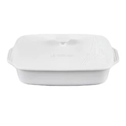 Le Creuset 3.5 Qt. [12.5" X 8.5"] Covered Rectangular Casserole - White W/ Eiffel Tower