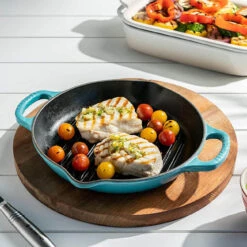 Le Creuset 9.75" Signature Deep Round Grill Pan - White -COOKWARE Store 4 6f87a4e1 0990 46b9 aa68 72f6b853ad5b