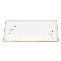 Le Creuset L'Amour Collection: Rectangular Hostess Tray - White W/ Heart Applique