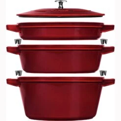 Staub Cast Iron 4-Piece Stackable Set - Grenadine