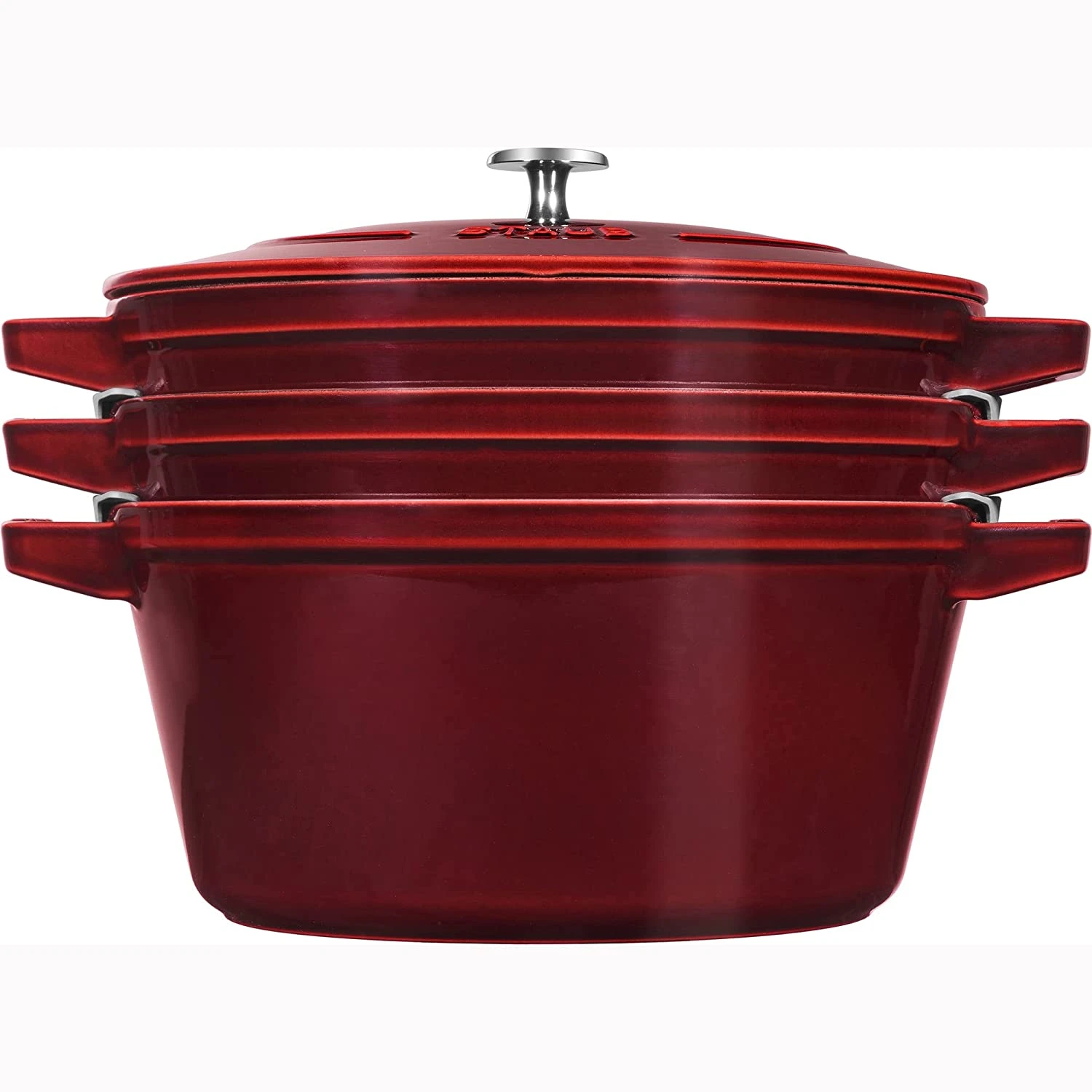 Staub Cast Iron 4-Piece Stackable Set - Grenadine 9 Staub Cast Iron 4-Piece Stackable Set - Grenadine - Image 9