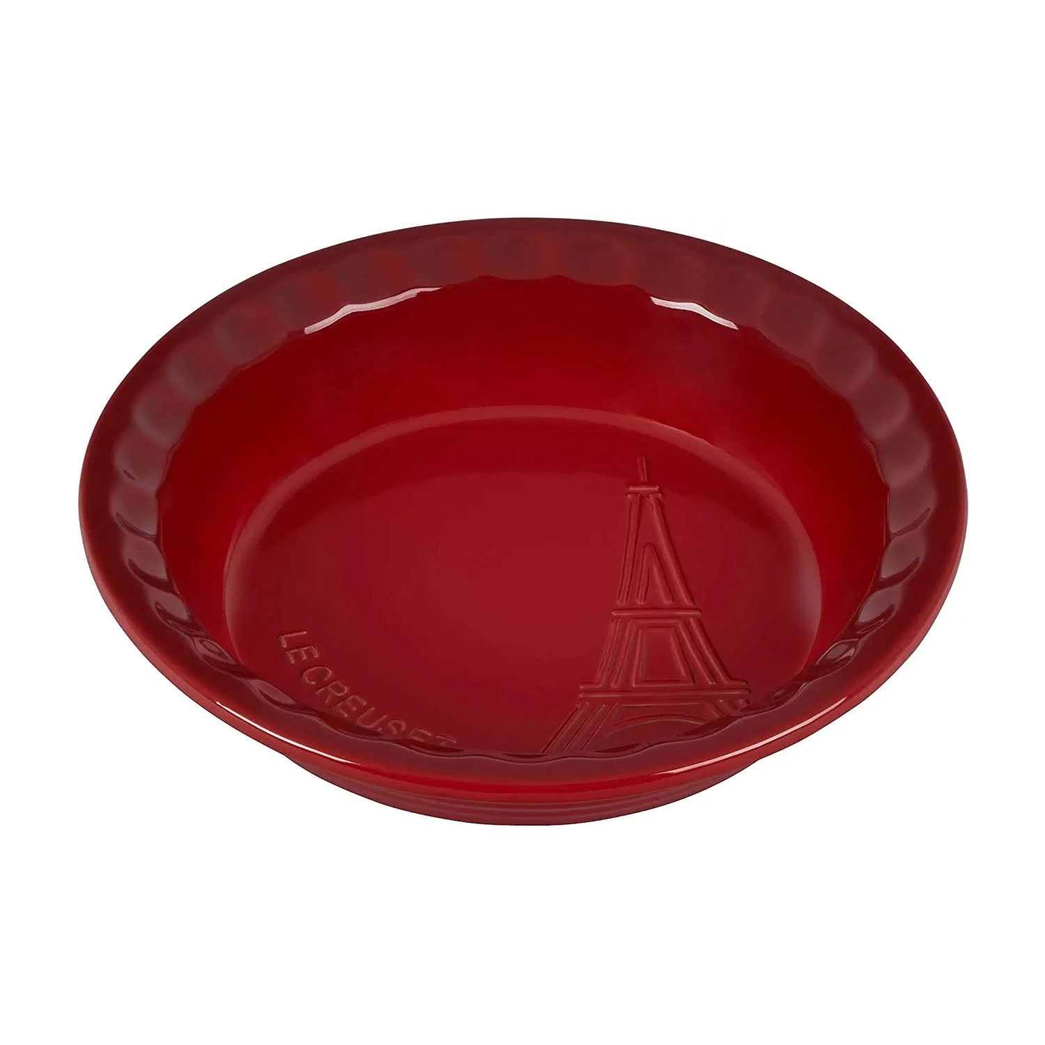 Le Creuset Pie Dish - Cerise W/ Eiffel Tower 2 Le Creuset Pie Dish - Cerise W/ Eiffel Tower - Image 2