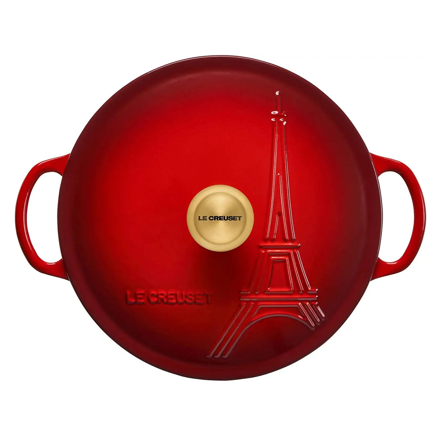 Le Creuset Signature Cocotte - Cerise W/ Eiffel Tower Embossed Lid & Gold Knob 2 Le Creuset Signature Cocotte - Cerise W/ Eiffel Tower Embossed Lid & Gold Knob - Image 2