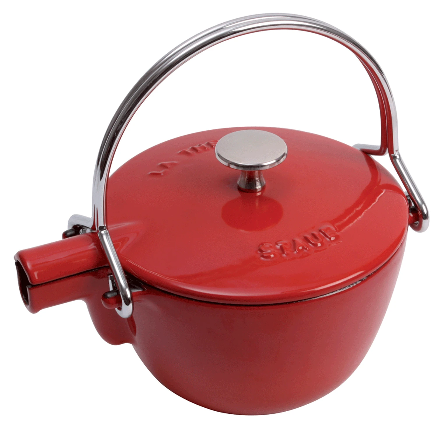 Staub Cast Iron 1-Quart Tea Kettle - Cherry 1 Staub Cast Iron 1-Quart Tea Kettle - Cherry
