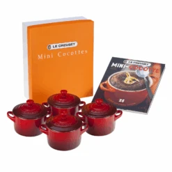 Le Creuset Mini Cocottes Set With Cookbook - Cerise