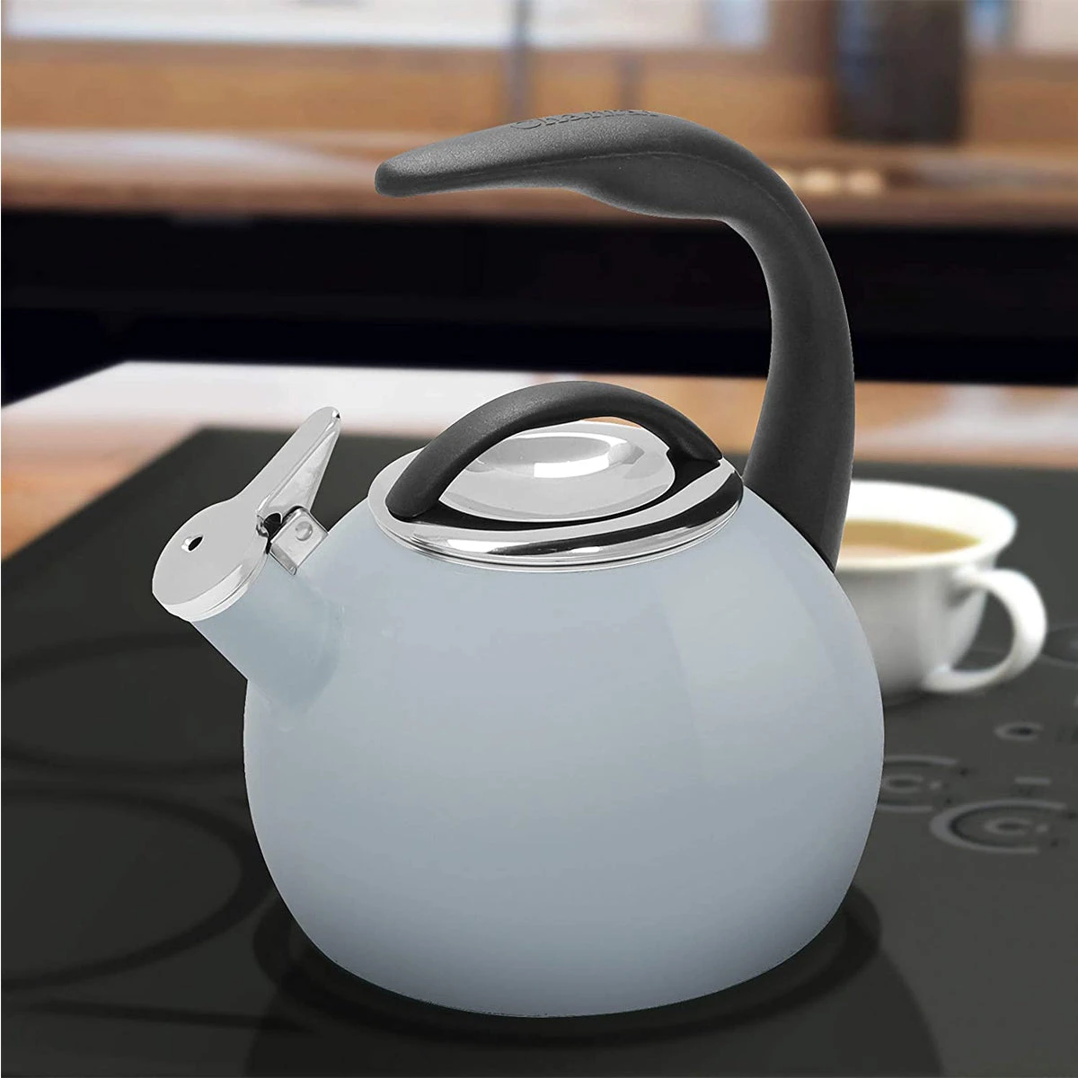 Chantal 2 Qt. Enamel-on-Steel Anniversary Teakettle - Fog Grey 5 Chantal 2 Qt. Enamel-on-Steel Anniversary Teakettle - Fog Grey - Image 5