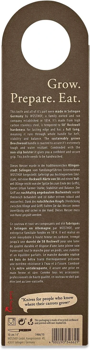 Wusthof Urban Farmer 4" Paring Knife 6 Wusthof Urban Farmer 4" Paring Knife - Image 6