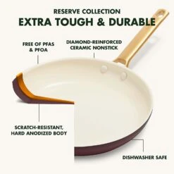 GREEN PAN RESERVE CERAMIC NONSTICK 10-PIECE COOKWARE SET - MERLOT WITH GOLD-TONE HANDLES 13 GREEN PAN RESERVE CERAMIC NONSTICK 10-PIECE COOKWARE SET - MERLOT WITH GOLD-TONE HANDLES -COOKWARE Store 7156 e2a6lL. AC SL1500
