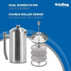 Frieling Double-Walled Stainless-Steel French Press Coffee Maker, Brushed, 17 Ounces -COOKWARE Store 71HwNgkC7DL. AC SL1500