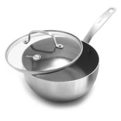 GreenPan Chatham Tri-Ply, 2.5QT Saucepan With Lid, Silver