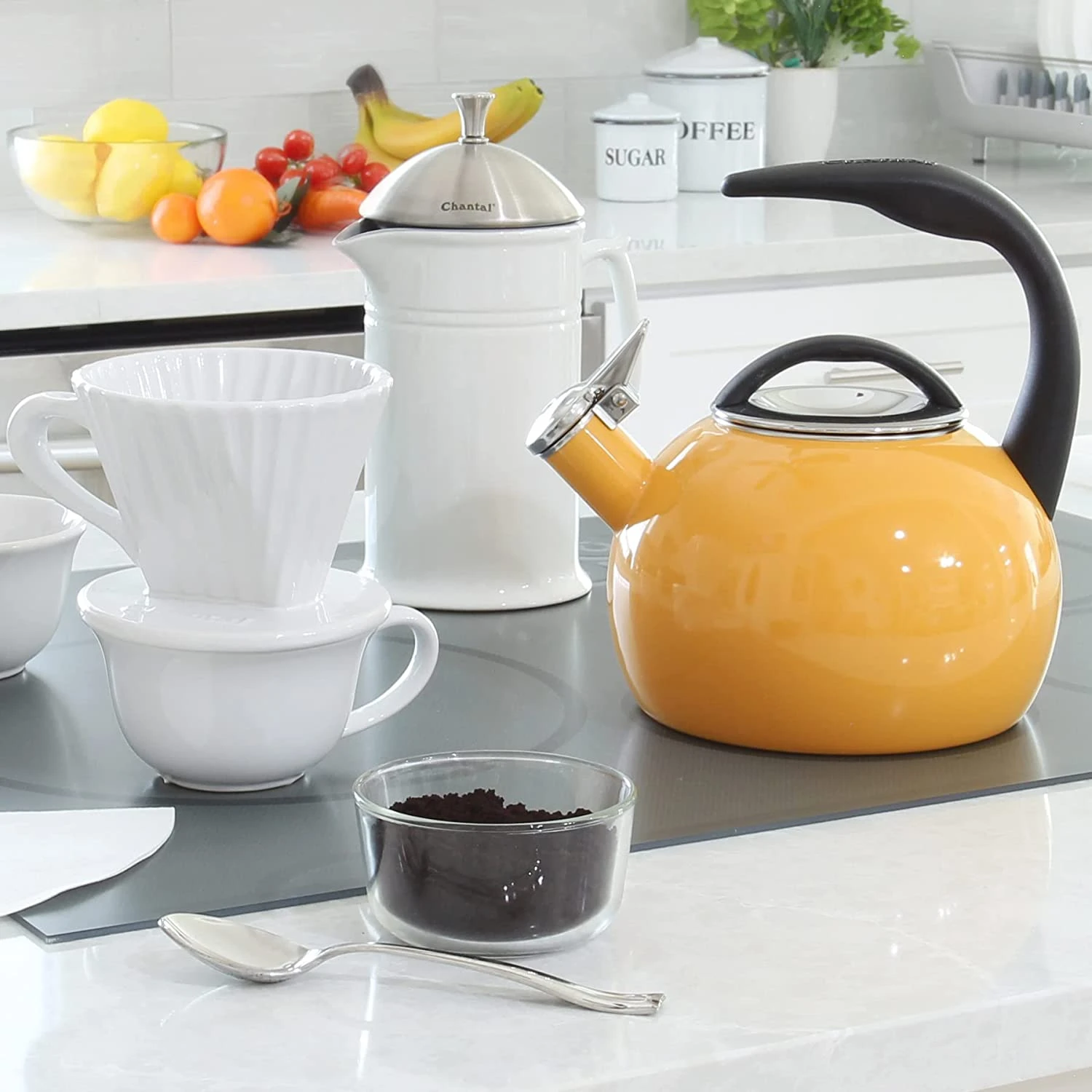 Chantal Anniversary 2 Quart Enamel On Steel Whistling Tea Kettle, Marigold 2 Chantal Anniversary 2 Quart Enamel On Steel Whistling Tea Kettle, Marigold - Image 2