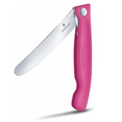 Victorinox Paring - Foldable, Swiss Classic, 4.5" Serrated, Round Blade, Foldable, Pink
