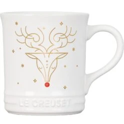 Le Creuset 14 Oz. Noel Collection: Rudolph Mug - White W/ Applique