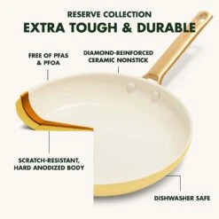 GREEN PAN RESERVE CERAMIC NONSTICK 10-PIECE COOKWARE SET - SUNRISE WITH GOLD-TONE HANDLES -COOKWARE Store 71sl19Z eL. AC SL1500