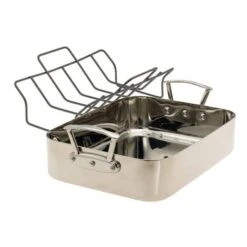 KitchenAid Five-Ply Stainless-Steel 15-by-11-1/2-Inch Rectangular Roaster With Rack