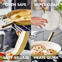 GREEN PAN RESERVE CERAMIC NONSTICK 10-PIECE COOKWARE SET - SUNRISE WITH GOLD-TONE HANDLES -COOKWARE Store 81NCJNwt9UL. AC SL1500