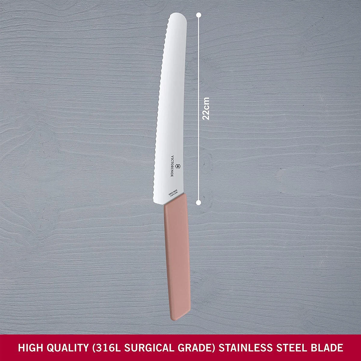 Victorinox Bread, Swiss Modern, 8.5" Blade, Apricot-Rose 2 Victorinox Bread, Swiss Modern, 8.5" Blade, Apricot-Rose - Image 2