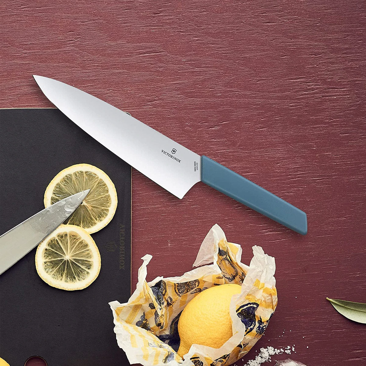 Victorinox Chef's, Swiss Modern, 8" Blade, Cornflower-Blue 6 Victorinox Chef's, Swiss Modern, 8" Blade, Cornflower-Blue - Image 6