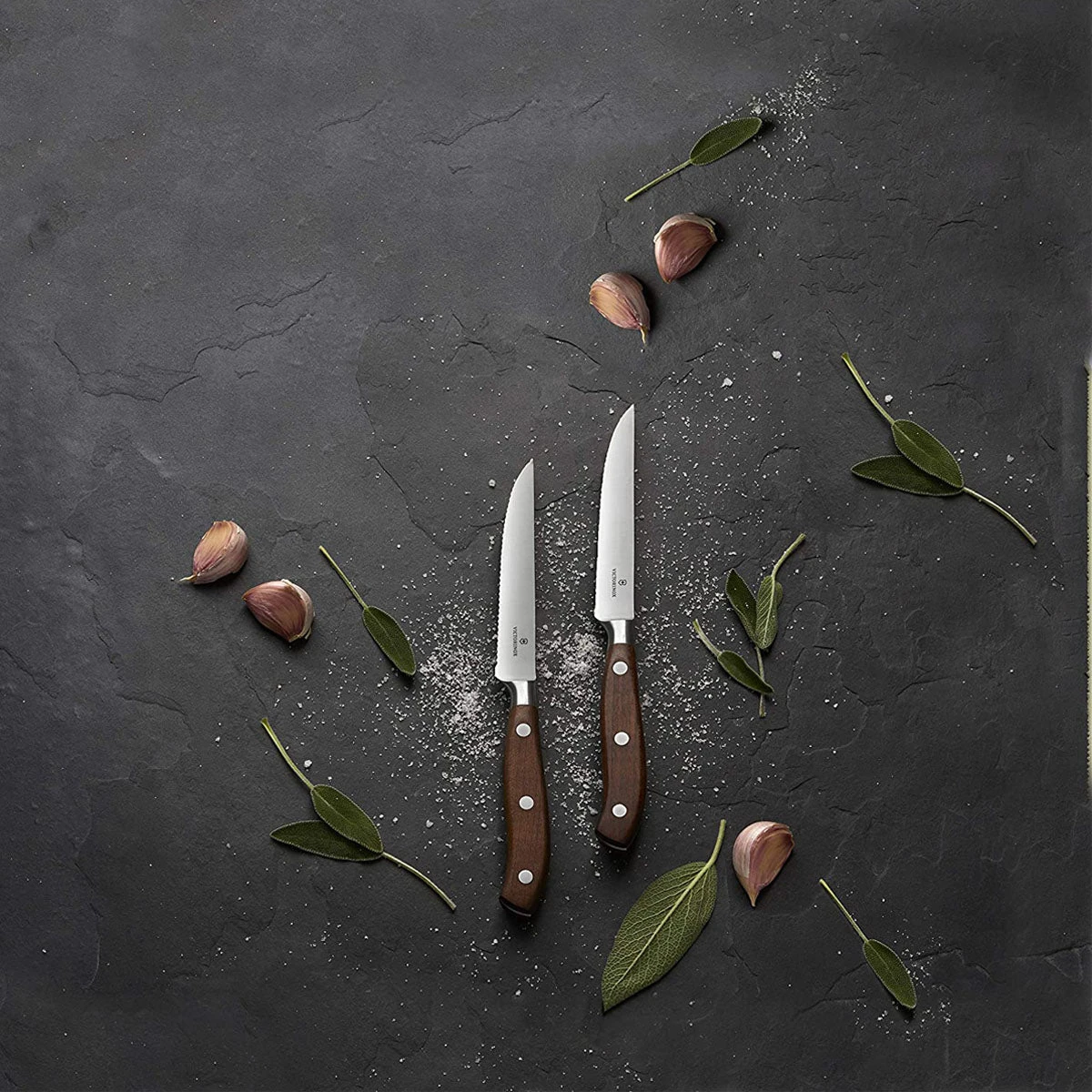 Victorinox Grand Maitre Forged, 2-Piece Steak Set (4¾" Serrated, Spear Point), Wood 3 Victorinox Grand Maitre Forged, 2-Piece Steak Set (4¾" Serrated, Spear Point), Wood - Image 3