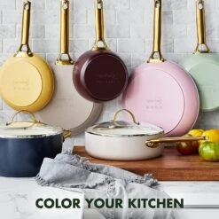 GREEN PAN RESERVE CERAMIC NONSTICK 10-PIECE COOKWARE SET - MERLOT WITH GOLD-TONE HANDLES 15 GREEN PAN RESERVE CERAMIC NONSTICK 10-PIECE COOKWARE SET - MERLOT WITH GOLD-TONE HANDLES -COOKWARE Store 91PXPP0qBsL. AC SL1500