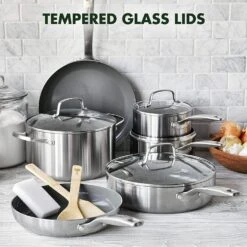 GreenPan Chatham Tri-Ply 12 Piece Cookware Pots And Pans, Silver -COOKWARE Store 91Taz6yZD0L. AC SL1500