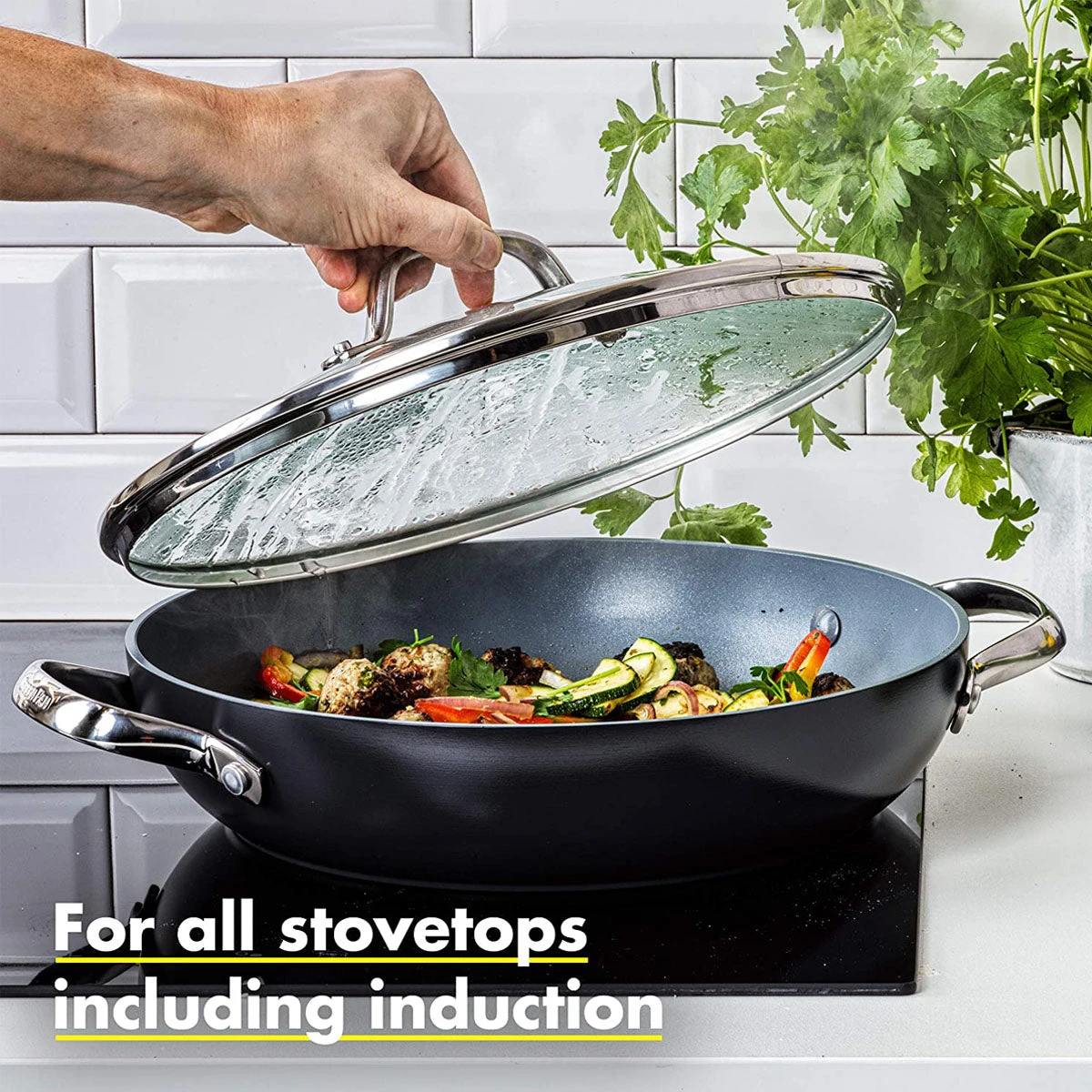 GREEN PAN VALENCIA PRO CERAMIC NONSTICK 11" EVERYDAY PAN WITH LID 4 GREEN PAN VALENCIA PRO CERAMIC NONSTICK 11" EVERYDAY PAN WITH LID - Image 4