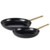 GREEN PAN RESERVE CERAMIC NONSTICK 10" & 12" FRYPAN SET - BLACK WITH GOLD-TONE HANDLES
