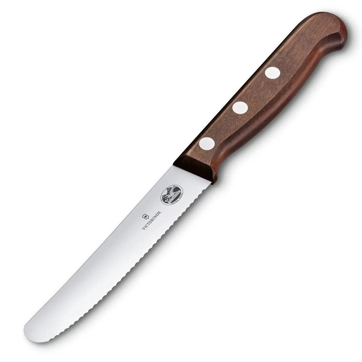 Victorinox Utility, 4.25" Serrated, Round Blade, Wood 1 Victorinox Utility, 4.25" Serrated, Round Blade, Wood