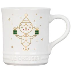 Le Creuset 14 Oz. Noel Collection: Elf Mug - White W/ Applique
