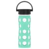 Lifefactory 22oz Glass Water Bottle With Silicone Sleeve And Classic Cap, Sea Green
