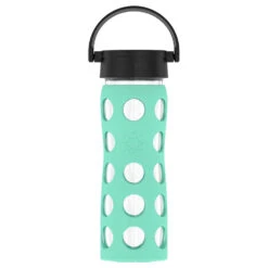 Lifefactory 22oz Glass Water Bottle With Silicone Sleeve And Classic Cap, Sea Green