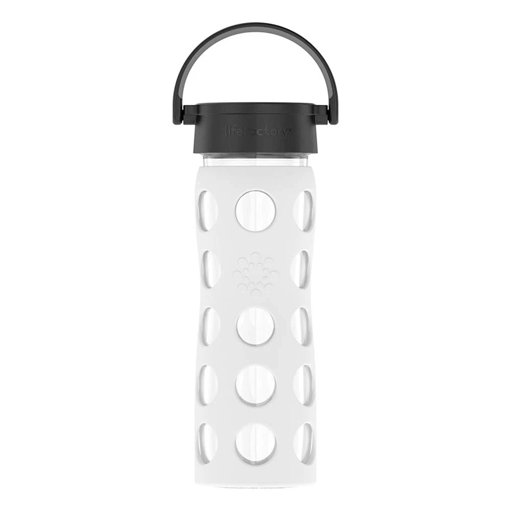 Lifefactory 16oz Glass Water Bottle With Silicone Sleeve And Active Cap, Optic White 1 Lifefactory 16oz Glass Water Bottle With Silicone Sleeve And Active Cap, Optic White